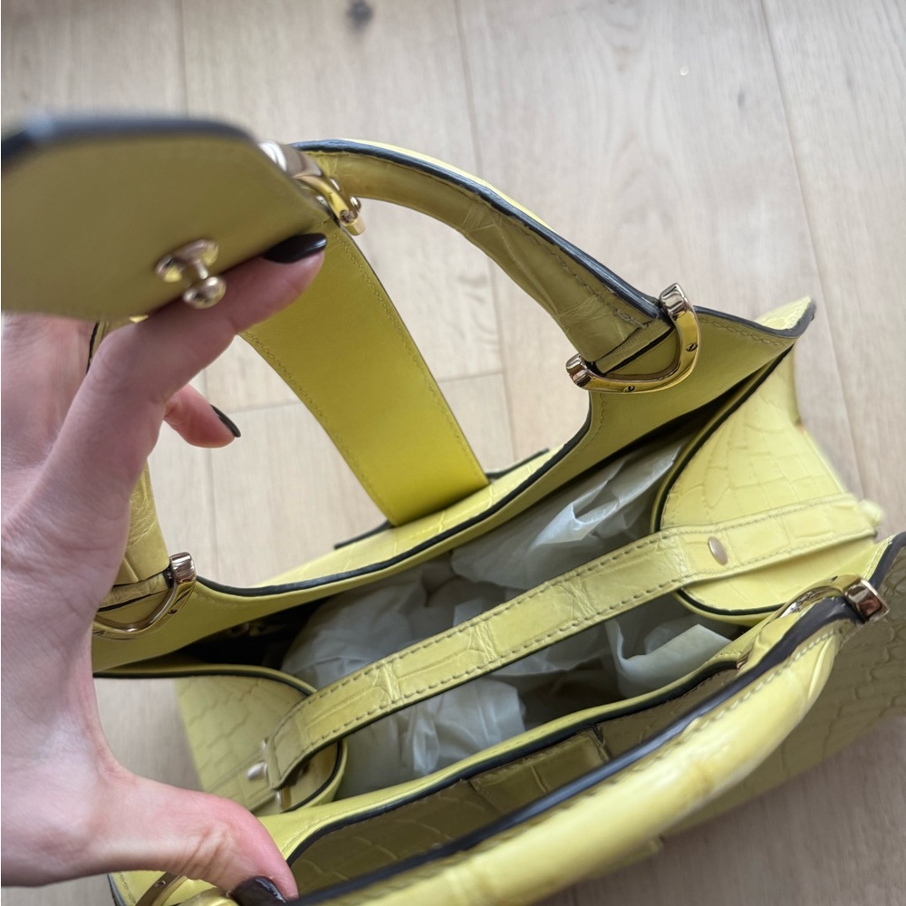 Yellow EXOTIC Croc GUCCI bag  Top-Handle Tote - Women Bags - Picture 6 of 7